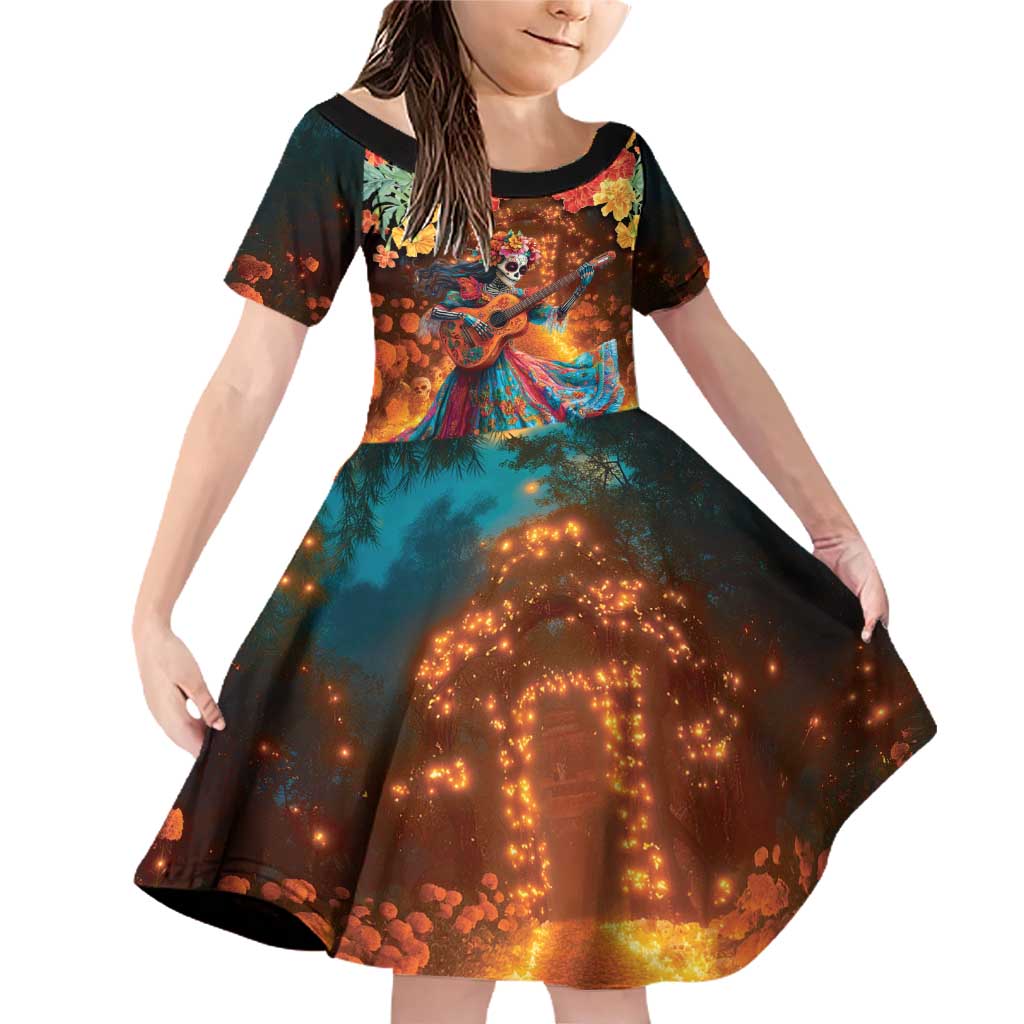 Mexican La Catrina Skeletons Dancing Family Matching Off Shoulder Short Dress and Hawaiian Shirt Dia de Los Muertos Verion 2 LT9 - Wonder Print Shop