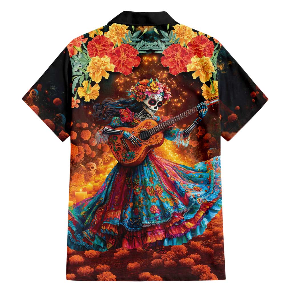 Mexican La Catrina Skeletons Dancing Family Matching Off Shoulder Short Dress and Hawaiian Shirt Dia de Los Muertos Verion 2 LT9 - Wonder Print Shop