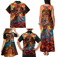 Mexican La Catrina Skeletons Dancing Family Matching Tank Maxi Dress and Hawaiian Shirt Dia de Los Muertos Verion 2 - Wonder Print Shop