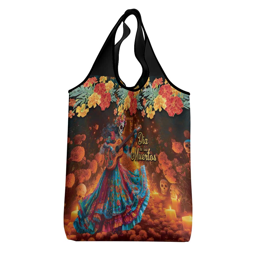 Mexican La Catrina Skeletons Dancing Grocery Bag Dia de Los Muertos Verion 2