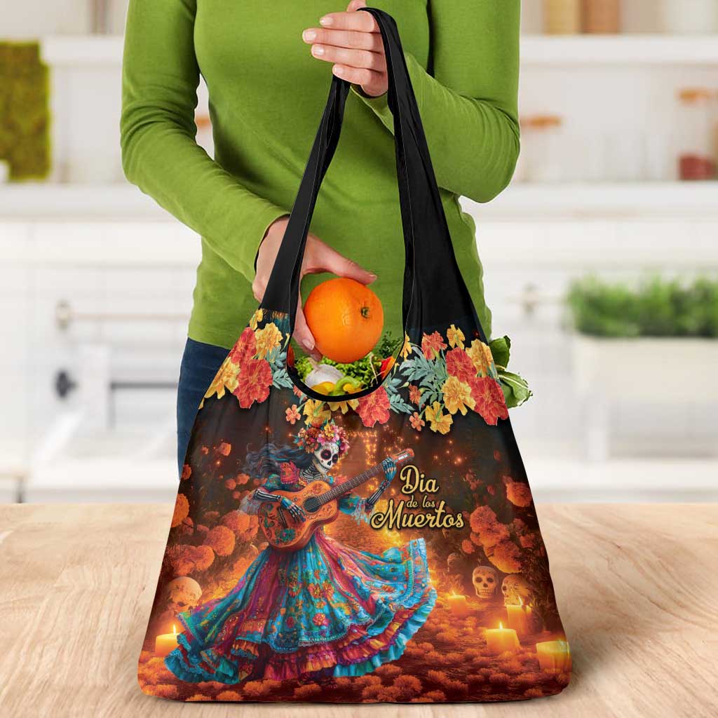 Mexican La Catrina Skeletons Dancing Grocery Bag Dia de Los Muertos Verion 2