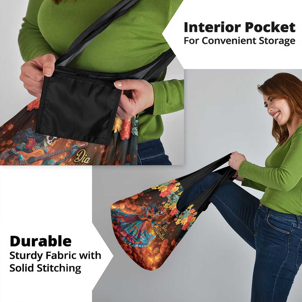 Mexican La Catrina Skeletons Dancing Grocery Bag Dia de Los Muertos Verion 2