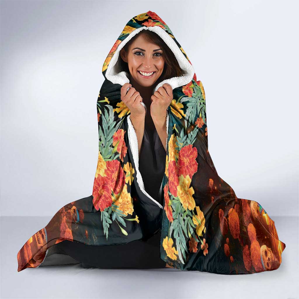 Mexican La Catrina Skeletons Dancing Hooded Blanket Dia de Los Muertos Verion 2