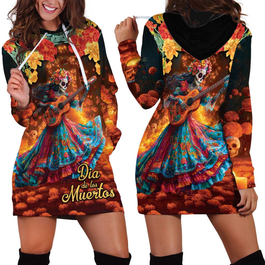 Mexican La Catrina Skeletons Dancing Hoodie Dress Dia de Los Muertos Verion 2 - Wonder Print Shop