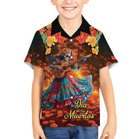 Mexican La Catrina Skeletons Dancing Kid Hawaiian Shirt Dia de Los Muertos Verion 2 - Wonder Print Shop