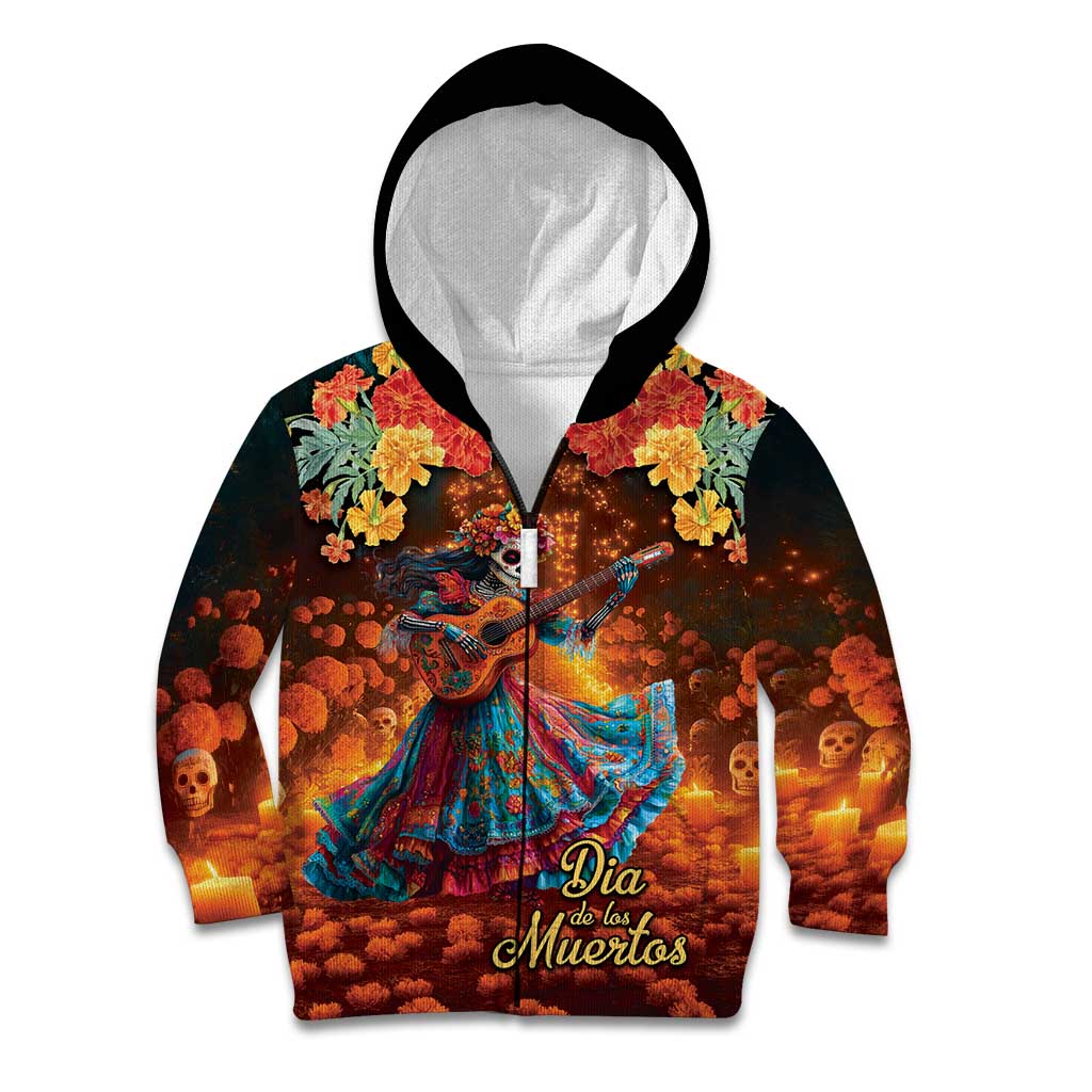 Mexican La Catrina Skeletons Dancing Kid Hoodie Dia de Los Muertos Verion 2 - Wonder Print Shop