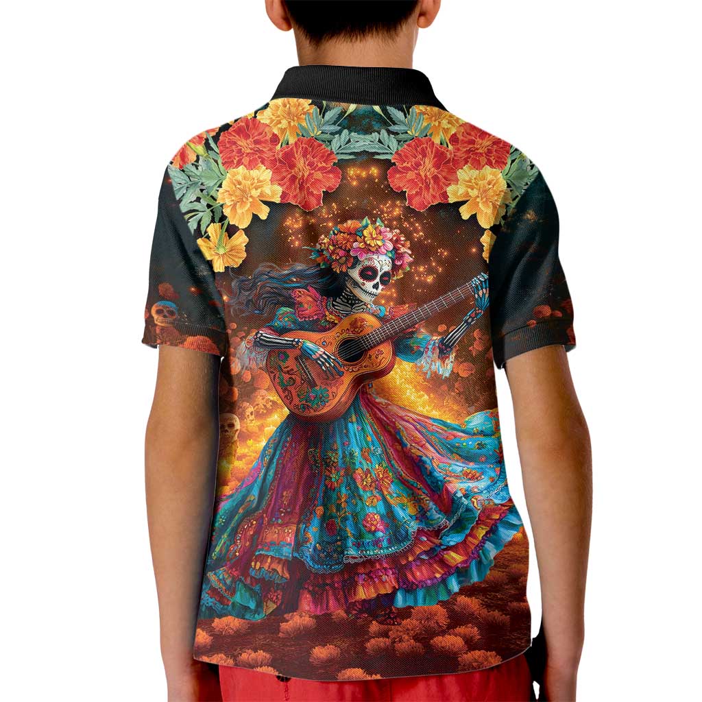 Mexican La Catrina Skeletons Dancing Kid Polo Shirt Dia de Los Muertos Verion 2 - Wonder Print Shop