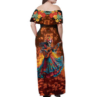 Mexican La Catrina Skeletons Dancing Off Shoulder Maxi Dress Dia de Los Muertos Verion 2 - Wonder Print Shop