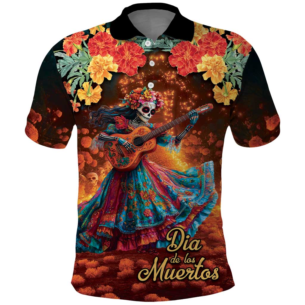 Mexican La Catrina Skeletons Dancing Polo Shirt Dia de Los Muertos Verion 2 - Wonder Print Shop
