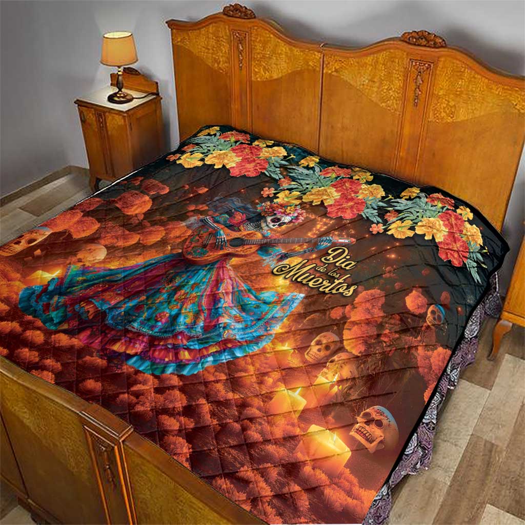 Mexican La Catrina Skeletons Dancing Quilt Dia de Los Muertos Verion 2 - Wonder Print Shop
