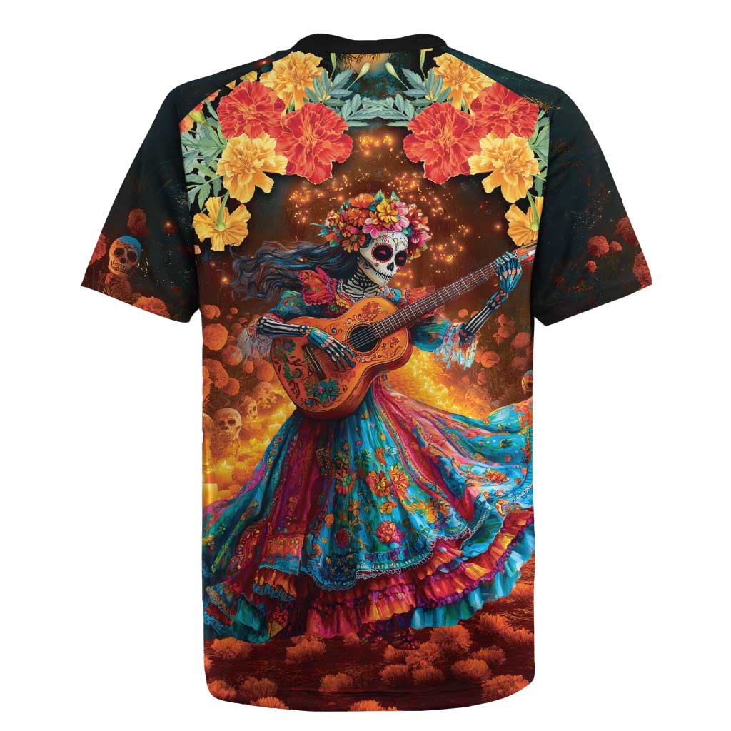 Mexican La Catrina Skeletons Dancing Rugby Jersey Dia de Los Muertos Verion 2 - Wonder Print Shop