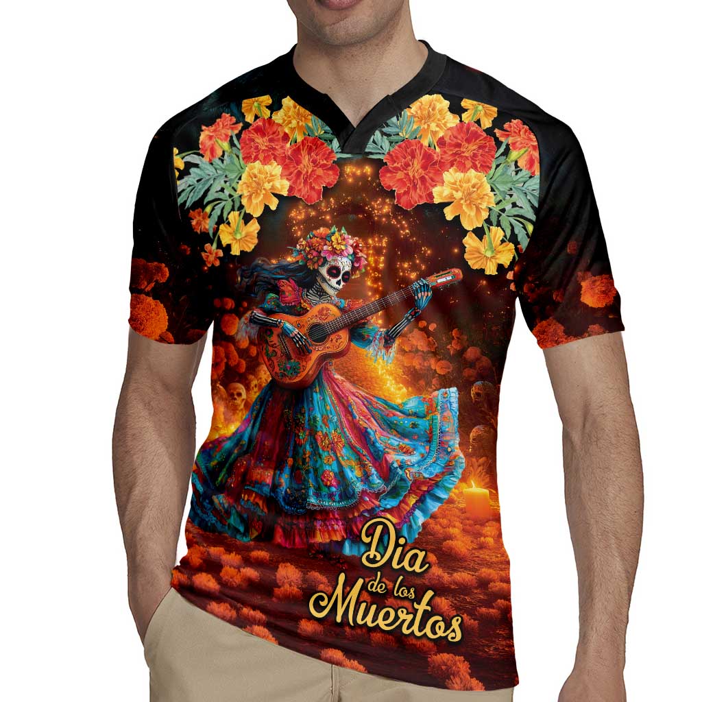 Mexican La Catrina Skeletons Dancing Rugby Jersey Dia de Los Muertos Verion 2 - Wonder Print Shop