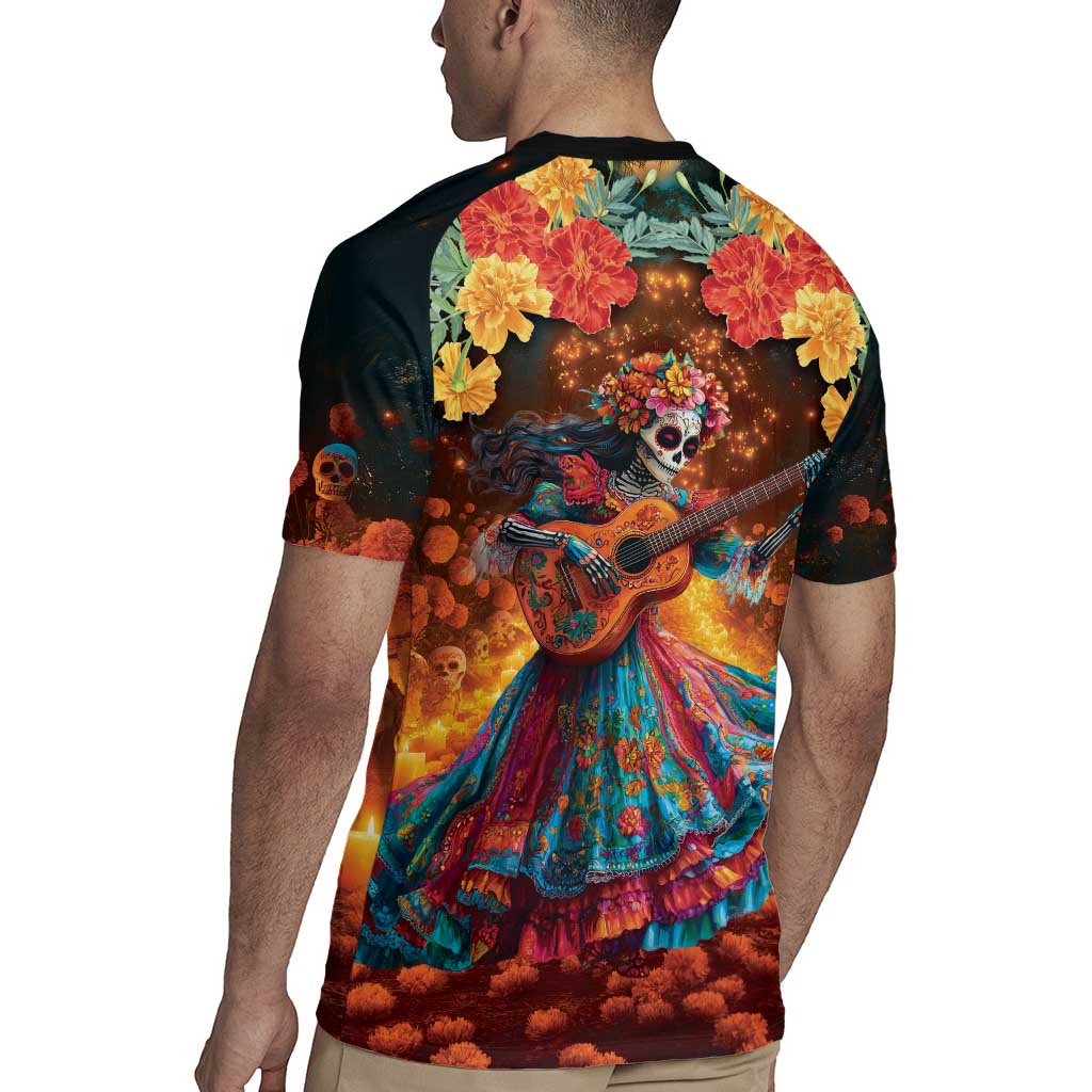 Mexican La Catrina Skeletons Dancing Rugby Jersey Dia de Los Muertos Verion 2 - Wonder Print Shop