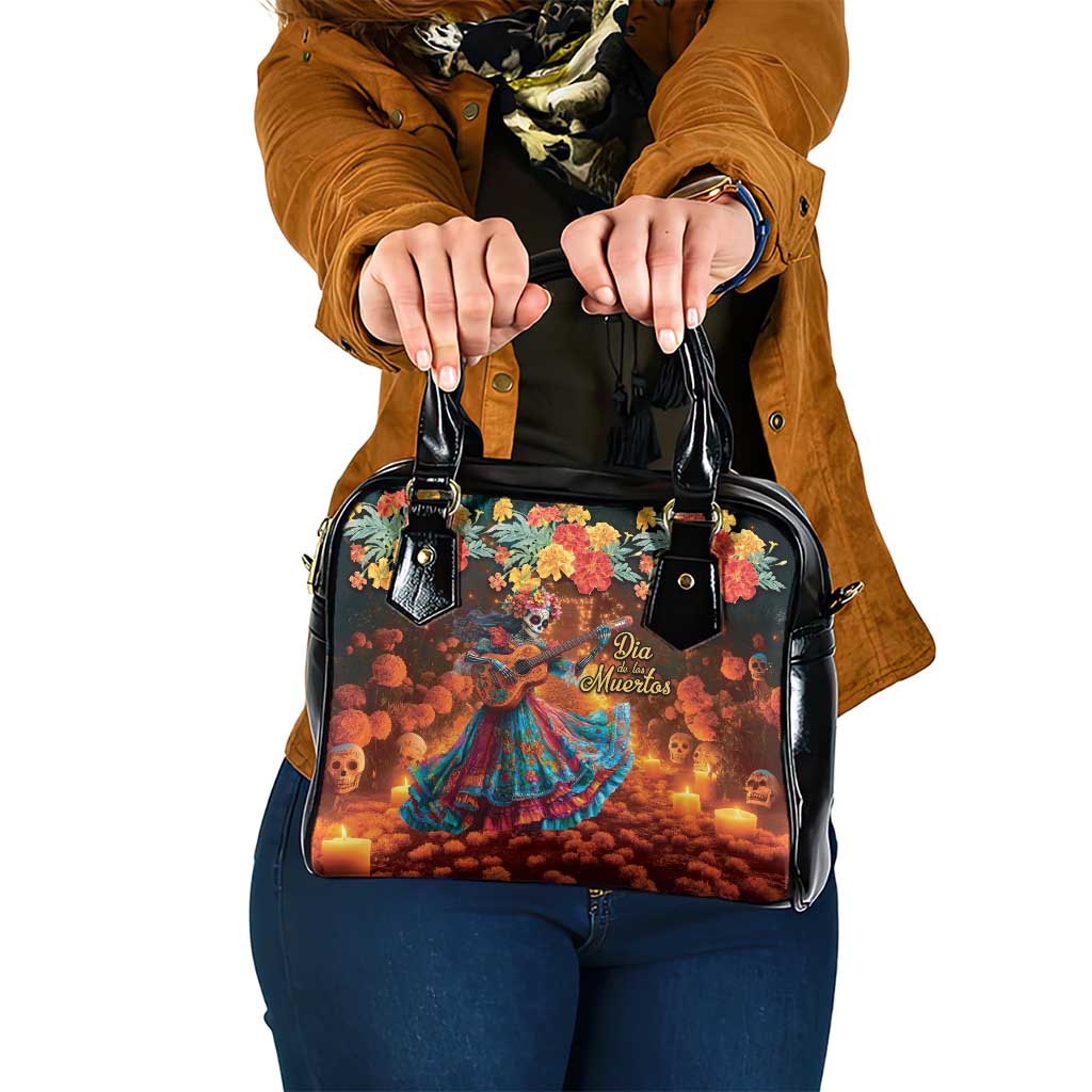 Mexican La Catrina Skeletons Dancing Shoulder Handbag Dia de Los Muertos Verion 2