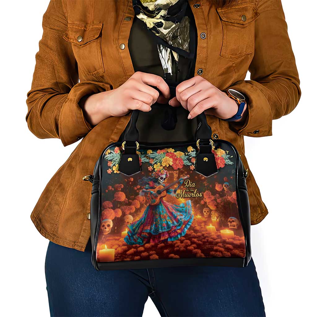 Mexican La Catrina Skeletons Dancing Shoulder Handbag Dia de Los Muertos Verion 2