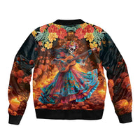 Mexican La Catrina Skeletons Dancing Sleeve Zip Bomber Jacket Dia de Los Muertos Verion 2 - Wonder Print Shop
