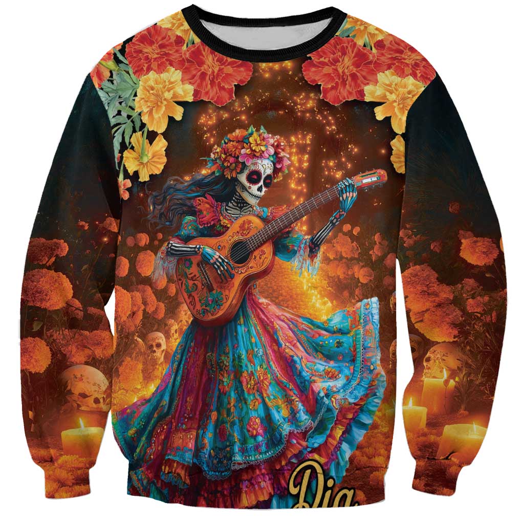 Mexican La Catrina Skeletons Dancing Sweatshirt Dia de Los Muertos Verion 2 - Wonder Print Shop