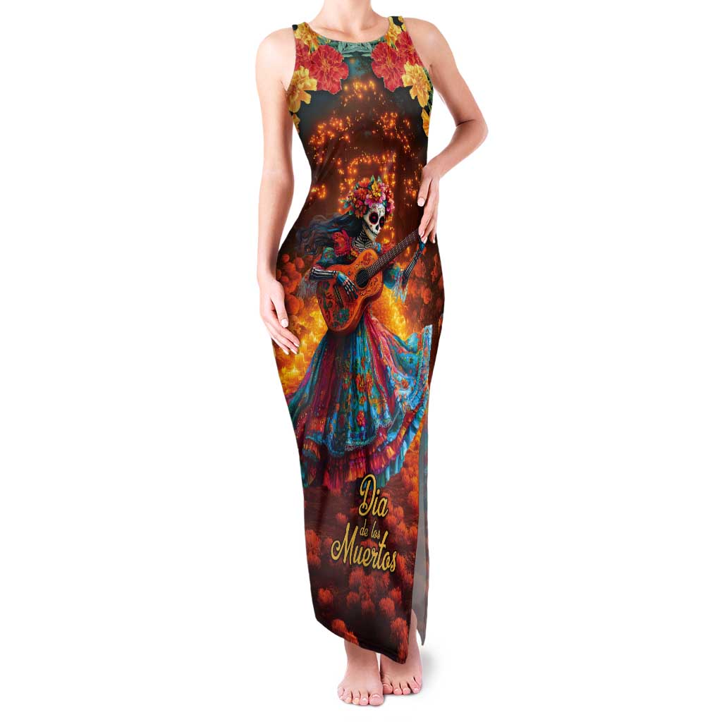 Mexican La Catrina Skeletons Dancing Tank Maxi Dress Dia de Los Muertos Verion 2 - Wonder Print Shop
