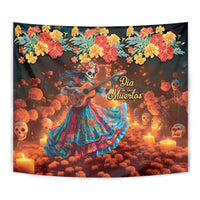 Mexican La Catrina Skeletons Dancing Tapestry Dia de Los Muertos Verion 2 - Wonder Print Shop