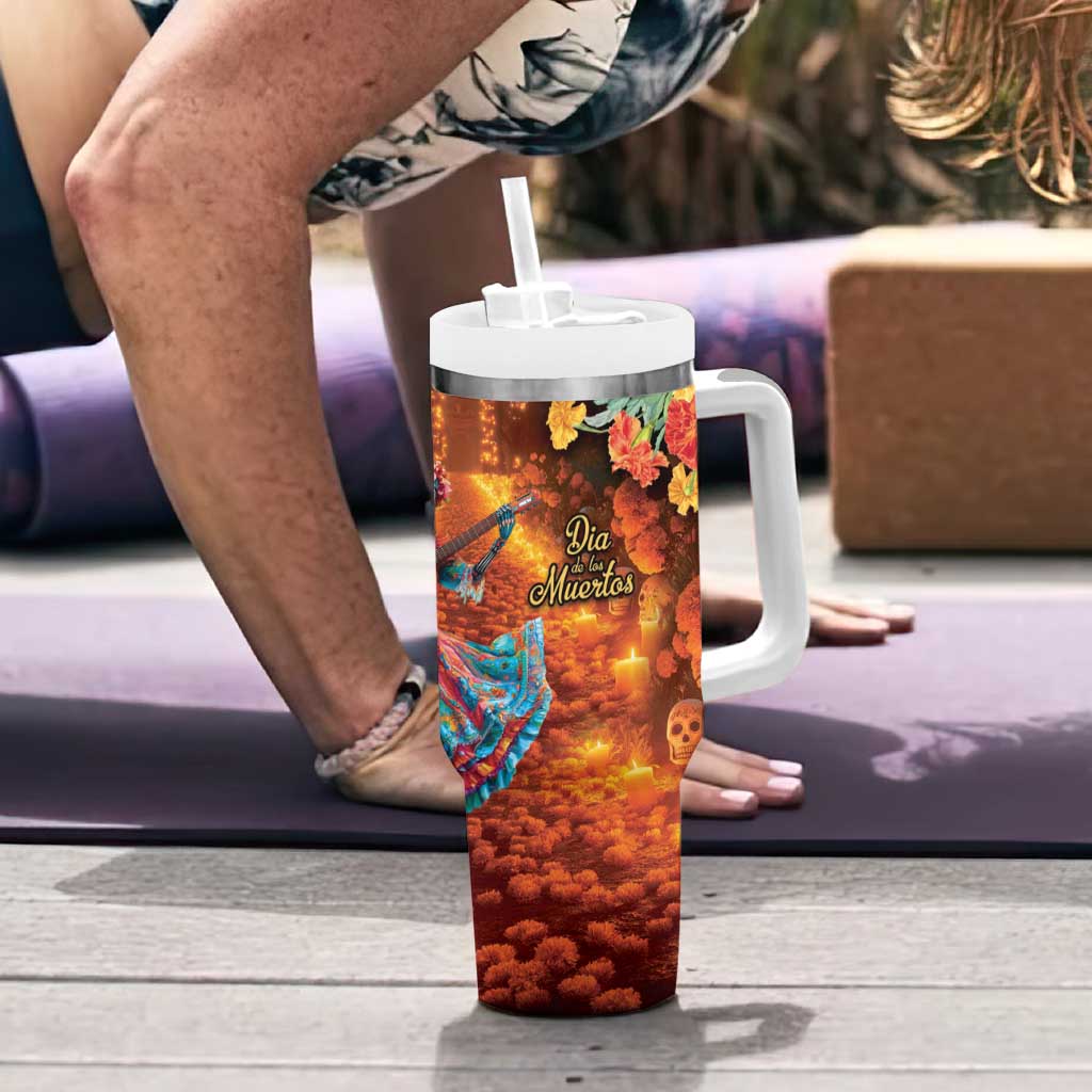 Mexican La Catrina Skeletons Dancing Tumbler With Handle Dia de Los Muertos Verion 2 - Wonder Print Shop
