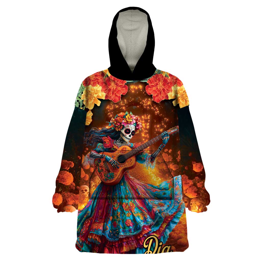 Mexican La Catrina Skeletons Dancing Wearable Blanket Hoodie Dia de Los Muertos Verion 2 - Wonder Print Shop