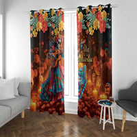 Mexican La Catrina Skeletons Dancing Window Curtain Dia de Los Muertos Verion 2 - Wonder Print Shop