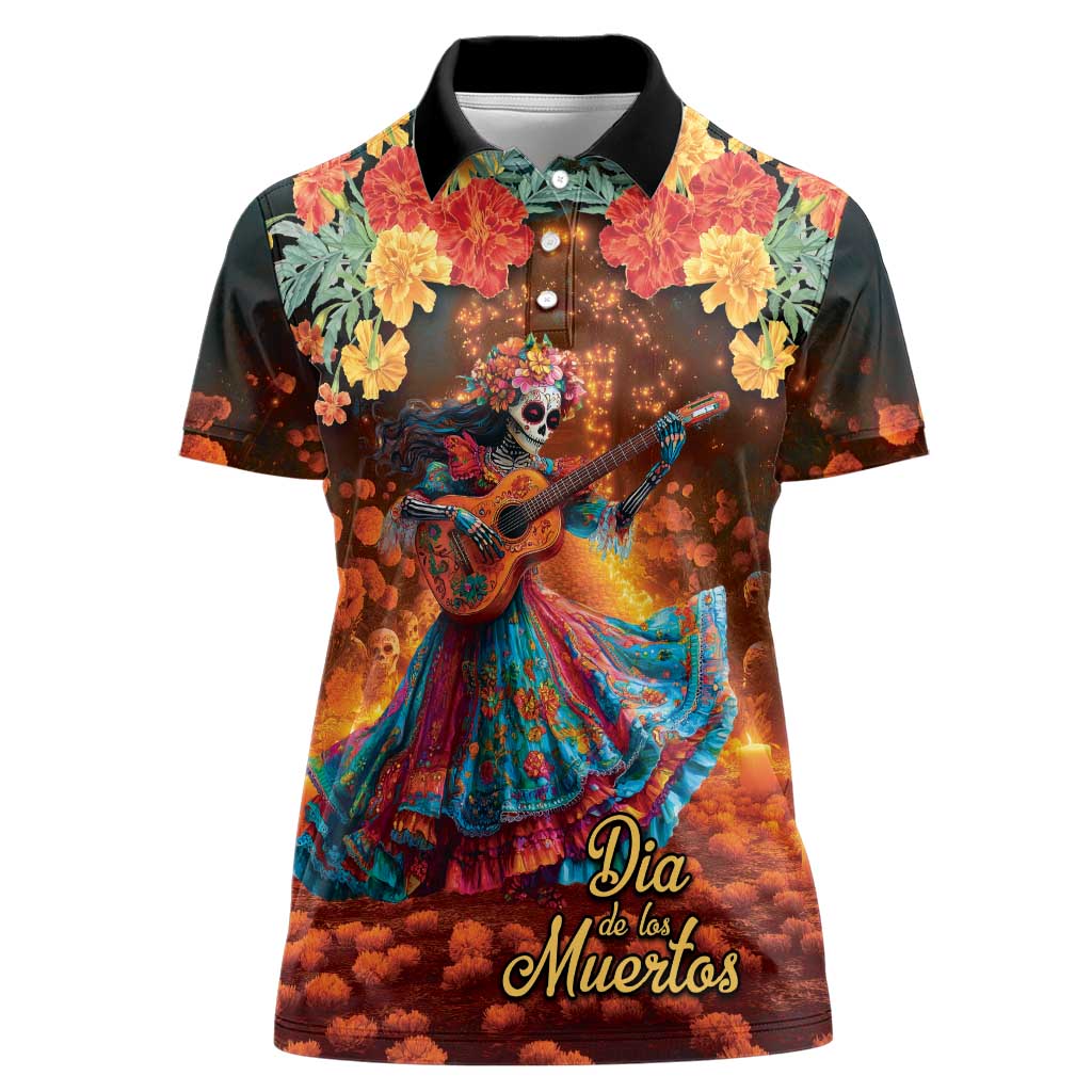 Mexican La Catrina Skeletons Dancing Women Polo Shirt Dia de Los Muertos Verion 2 - Wonder Print Shop