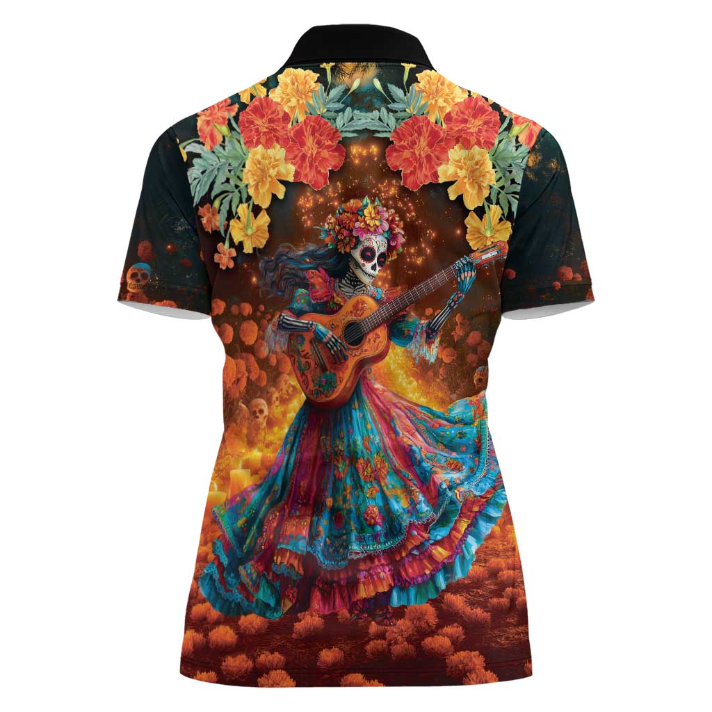Mexican La Catrina Skeletons Dancing Women Polo Shirt Dia de Los Muertos Verion 2 - Wonder Print Shop