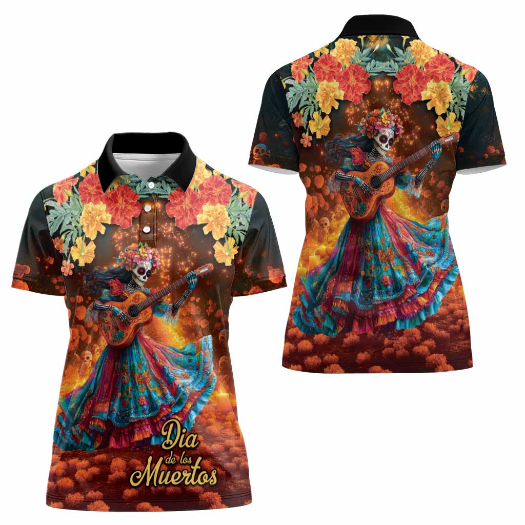 Mexican La Catrina Skeletons Dancing Women Polo Shirt Dia de Los Muertos Verion 2 - Wonder Print Shop