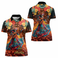 Mexican La Catrina Skeletons Dancing Women Polo Shirt Dia de Los Muertos Verion 2 - Wonder Print Shop