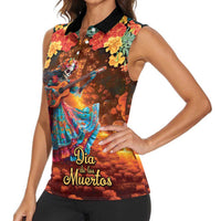 Mexican La Catrina Skeletons Dancing Women Sleeveless Polo Shirt Dia de Los Muertos Verion 2 - Wonder Print Shop
