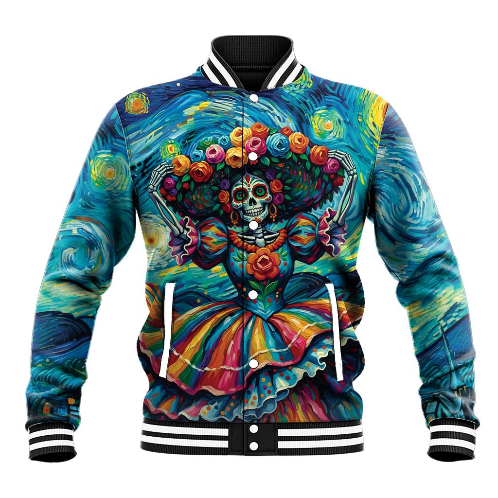 Día de los Muertos Baseball Jacket A Swirl of Colors and Souls - Wonder Print Shop