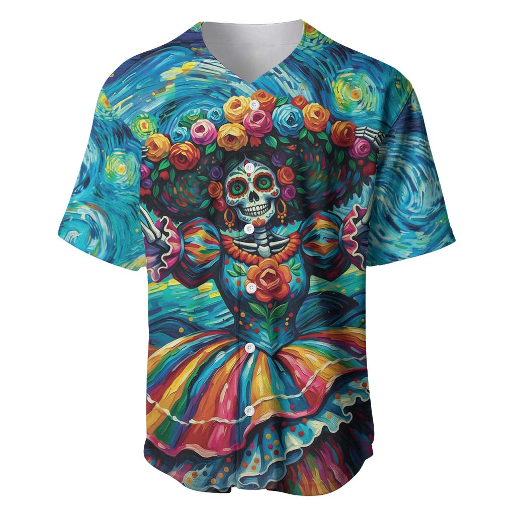 Día de los Muertos Baseball Jersey A Swirl of Colors and Souls - Wonder Print Shop
