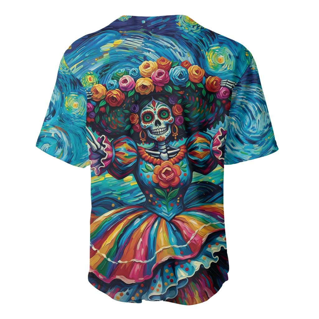 Día de los Muertos Baseball Jersey A Swirl of Colors and Souls - Wonder Print Shop