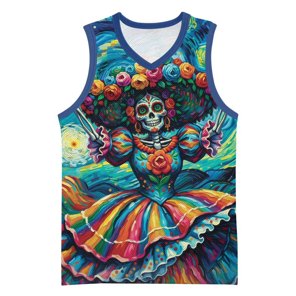 Día de los Muertos Basketball Jersey A Swirl of Colors and Souls - Wonder Print Shop