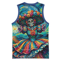 Día de los Muertos Basketball Jersey A Swirl of Colors and Souls - Wonder Print Shop