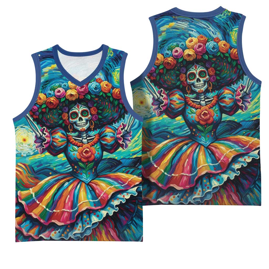 Día de los Muertos Basketball Jersey A Swirl of Colors and Souls - Wonder Print Shop