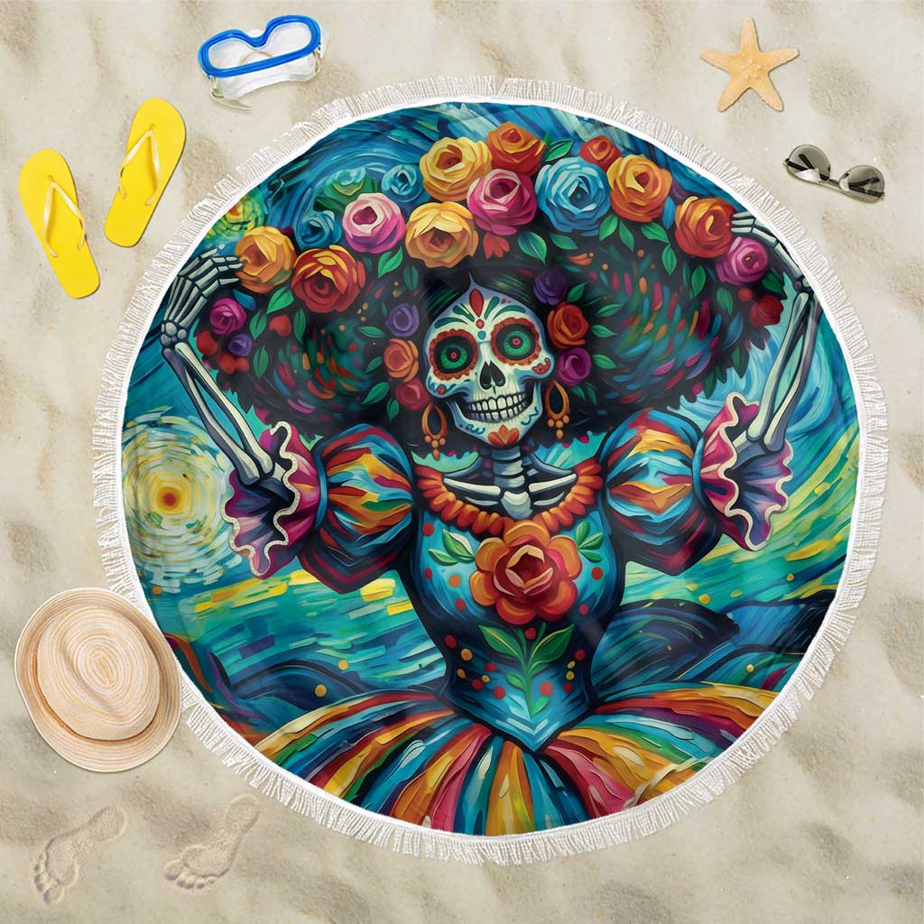 Día de los Muertos Beach Blanket A Swirl of Colors and Souls - Wonder Print Shop