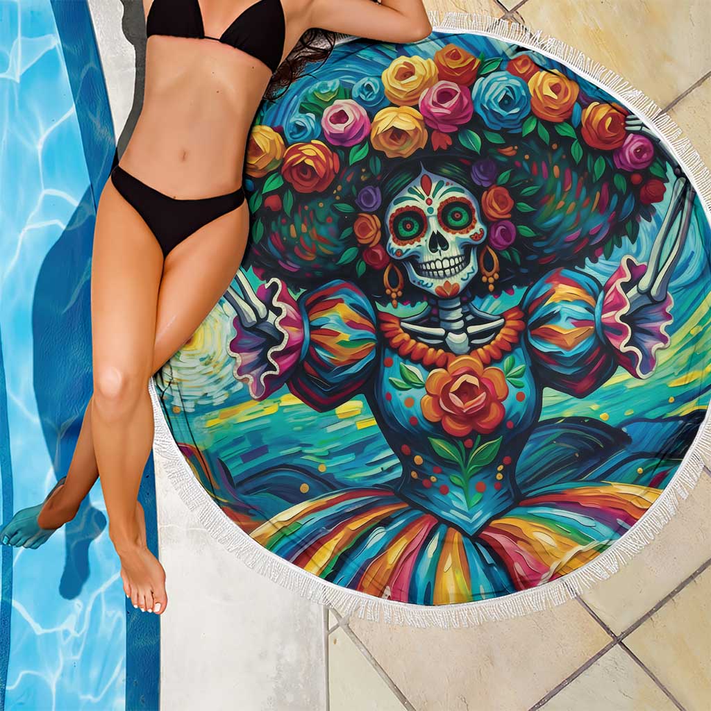 Día de los Muertos Beach Blanket A Swirl of Colors and Souls - Wonder Print Shop