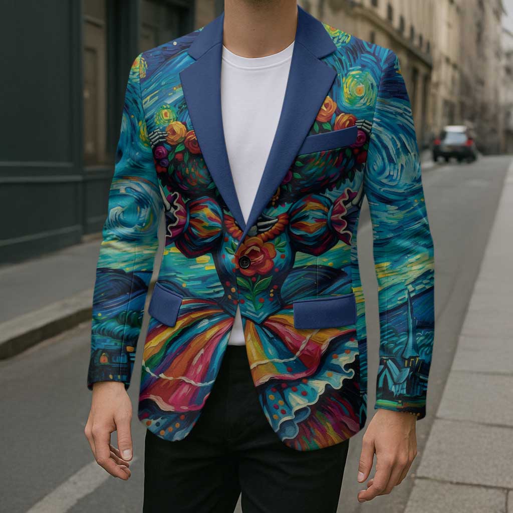 Día de los Muertos Blazer A Swirl of Colors and Souls - Wonder Print Shop