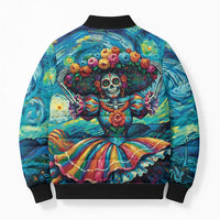 Día de los Muertos Bomber Puffer Jacket A Swirl of Colors and Souls - Wonder Print Shop