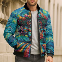 Día de los Muertos Bomber Puffer Jacket A Swirl of Colors and Souls - Wonder Print Shop