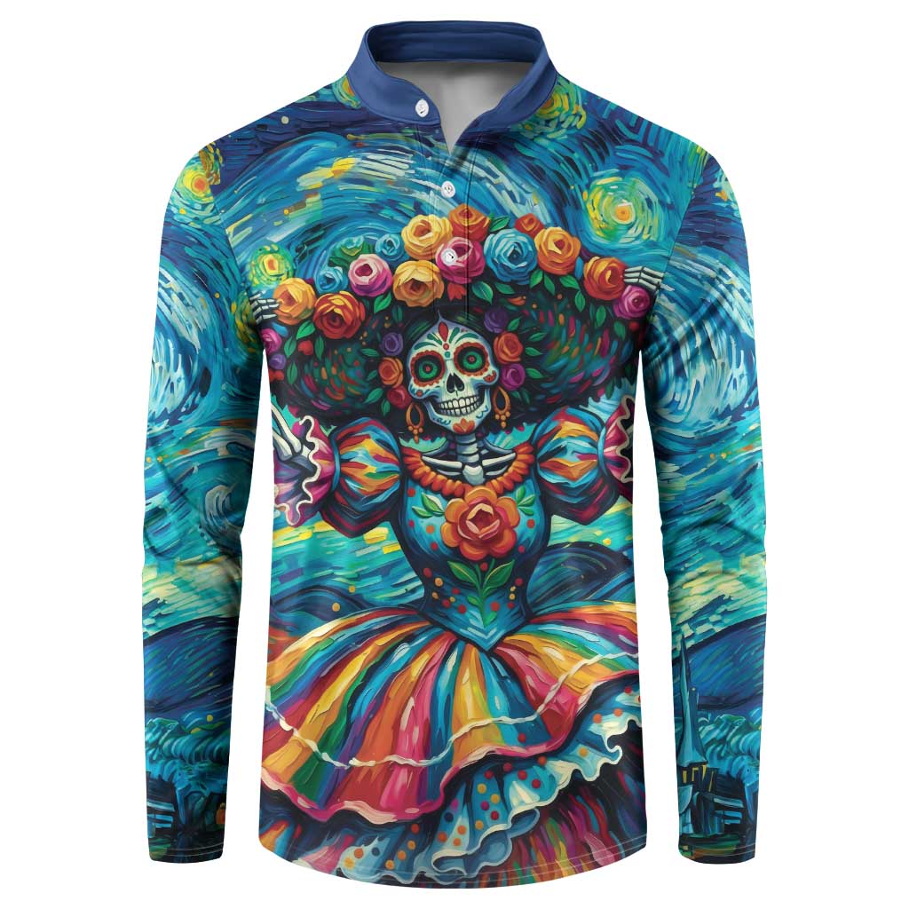 Día de los Muertos Button Sweatshirt A Swirl of Colors and Souls - Wonder Print Shop