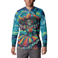 Día de los Muertos Button Sweatshirt A Swirl of Colors and Souls - Wonder Print Shop