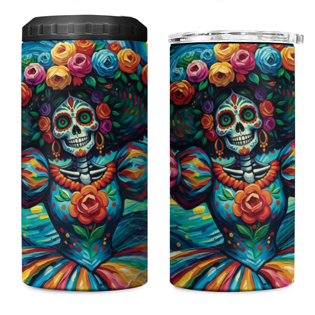 Día de los Muertos 4 in 1 Can Cooler Tumbler A Swirl of Colors and Souls - Wonder Print Shop