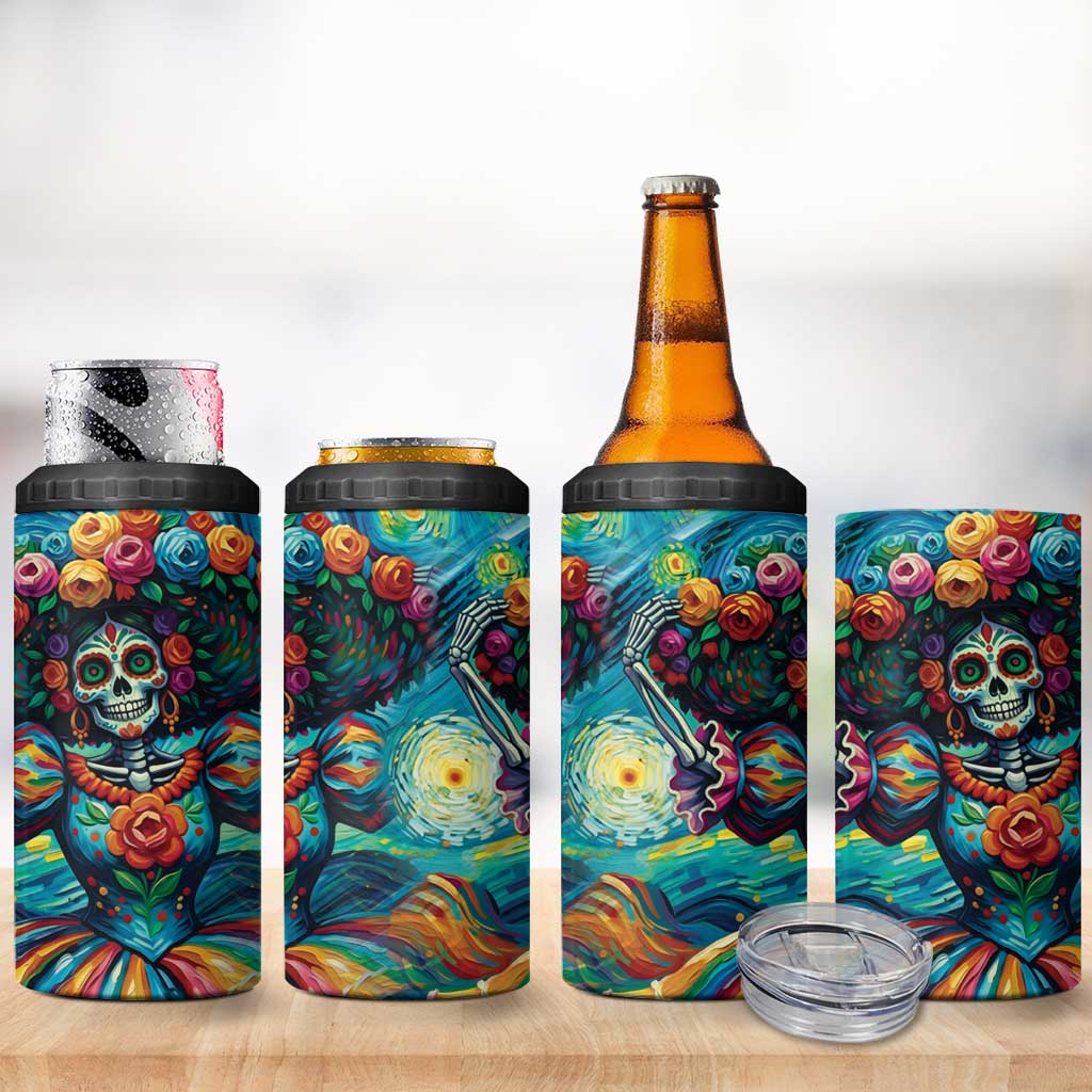 Día de los Muertos 4 in 1 Can Cooler Tumbler A Swirl of Colors and Souls - Wonder Print Shop