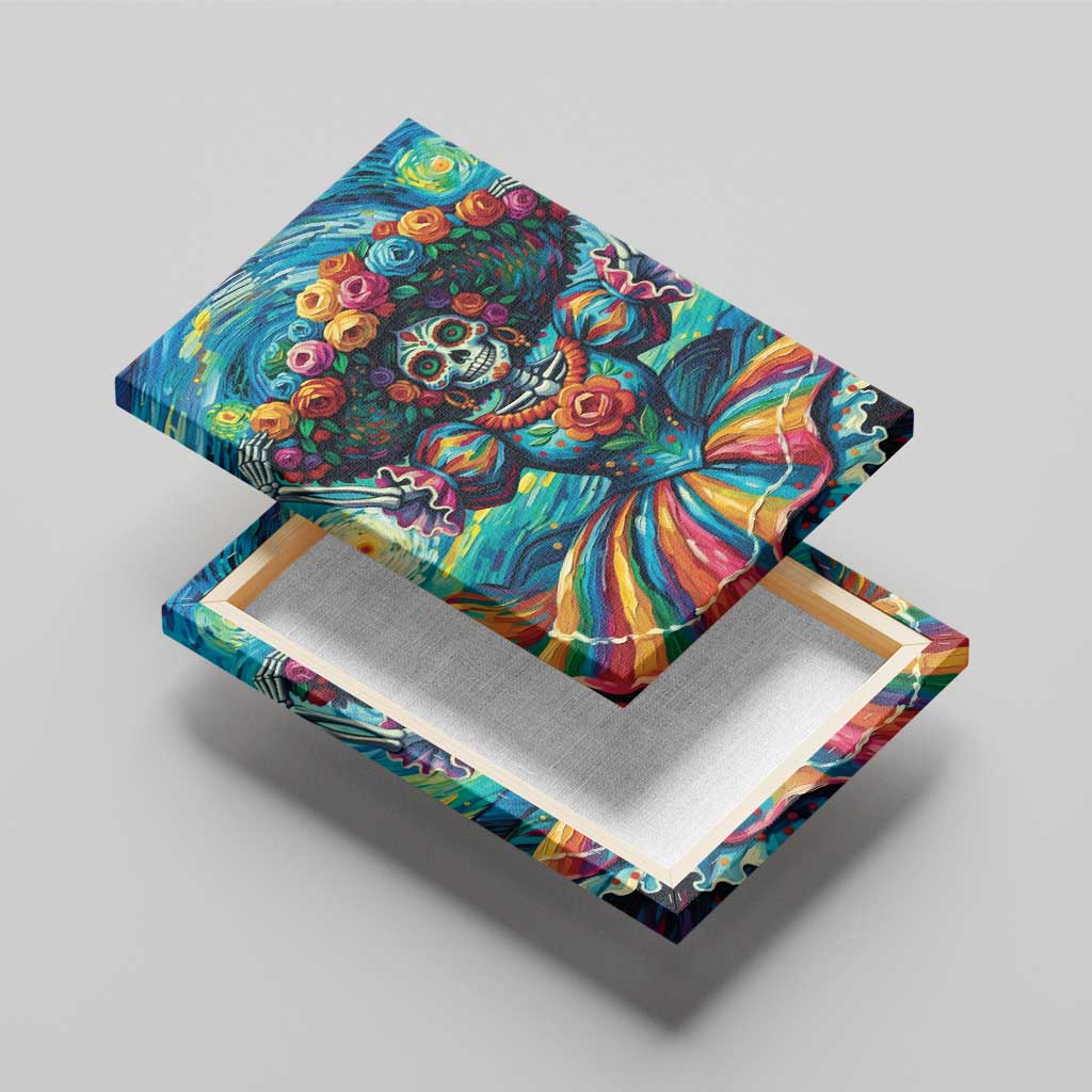 Día de los Muertos Canvas Wall Art A Swirl of Colors and Souls - Wonder Print Shop