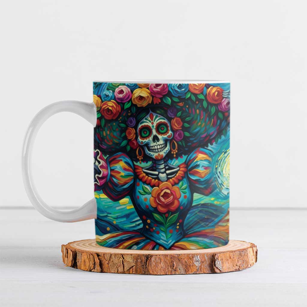 Día de los Muertos Ceramic Mug A Swirl of Colors and Souls - Wonder Print Shop