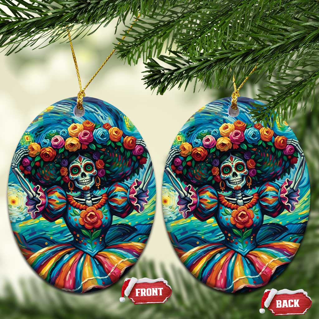 Día de los Muertos Ceramic Ornament A Swirl of Colors and Souls - Wonder Print Shop