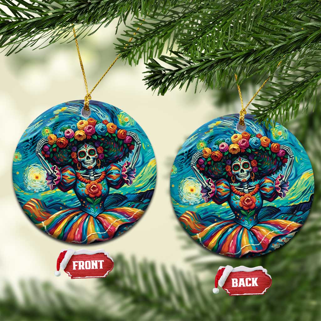 Día de los Muertos Ceramic Ornament A Swirl of Colors and Souls - Wonder Print Shop